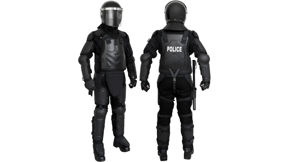 ExecDefense USA TURBO-X Riot Suit, Black &amp; Dark Navy Blue, Universal Size, TURBO-X