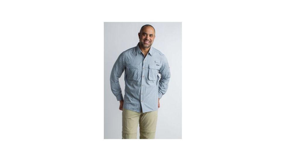ExOfficio Air Strip Check Plaid Long Sleeve Shirt Men's, Cement, 3XL 10013159-9430_3XL