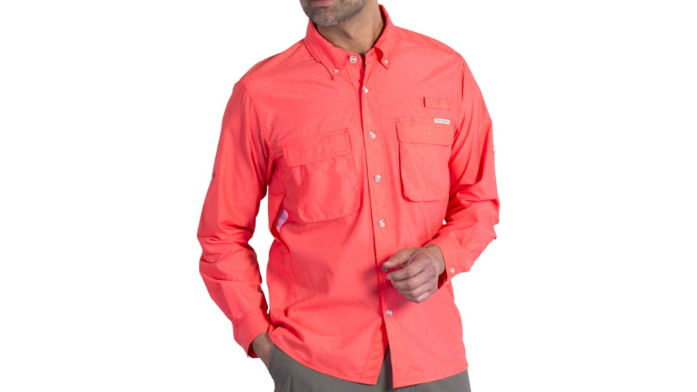 ExOfficio Air Strip Long Sleeve Shirt - Men's, Hot Coral, Small, 10012035-3546-S