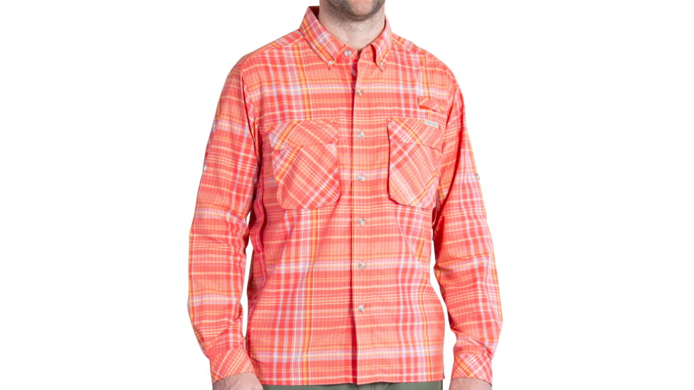 ExOfficio Air Strip Macro Plaid Long Sleeve Shirt - Men's -Fire Opal-X-Large