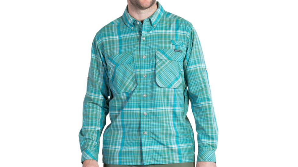 ExOfficio Air Strip Macro Plaid Long Sleeve Shirt - Men's -Riviera-Medium