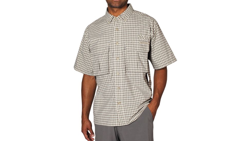 ExOfficio Air Strip Micro Plaid Short Sleeve Shirt - Men's -Walnut-XXX-Large