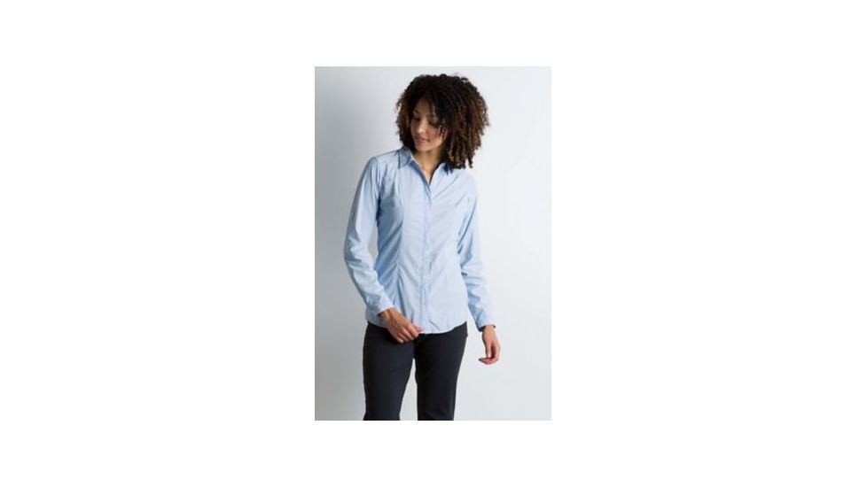 ExOfficio BA Zeta Stripe Long Sleeve Shirt Women's, Chambray, XL 21013076-5664_XL