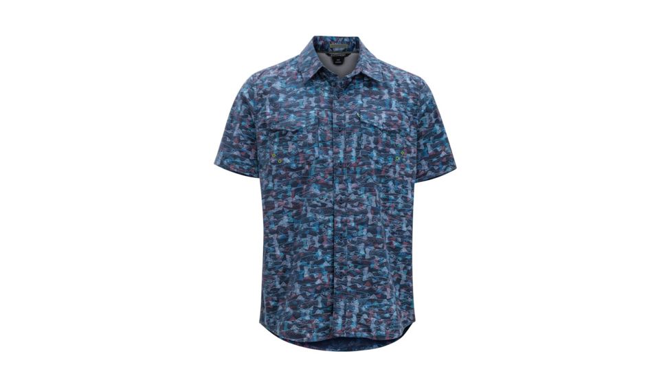 ExOfficio Estacado Short Sleeve, Navy Fishline, S, 10023249-5618-S