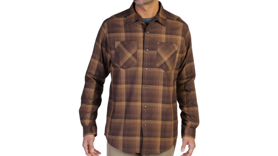 ExOfficio Geode Flannel Long Sleeve Shirt - Men's -Coffee-Small