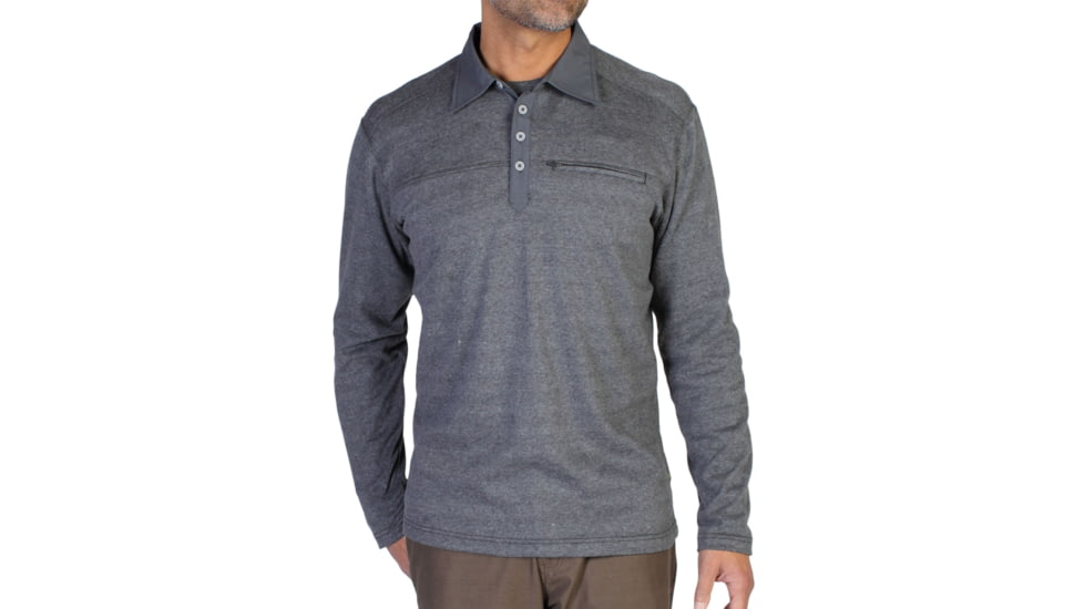 Javano Polo Long Sleeve Shirt - Mens -Black-Medium