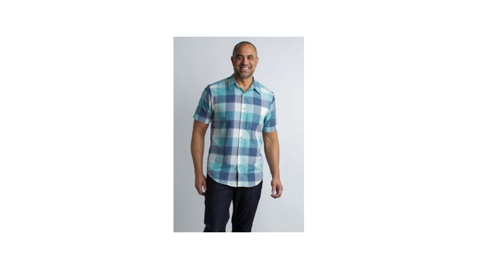 ExOfficio Next-To-Nothing Artesia Plaid Short Sleeve Shirt Men's, Poolside, S 10023032-5400_S