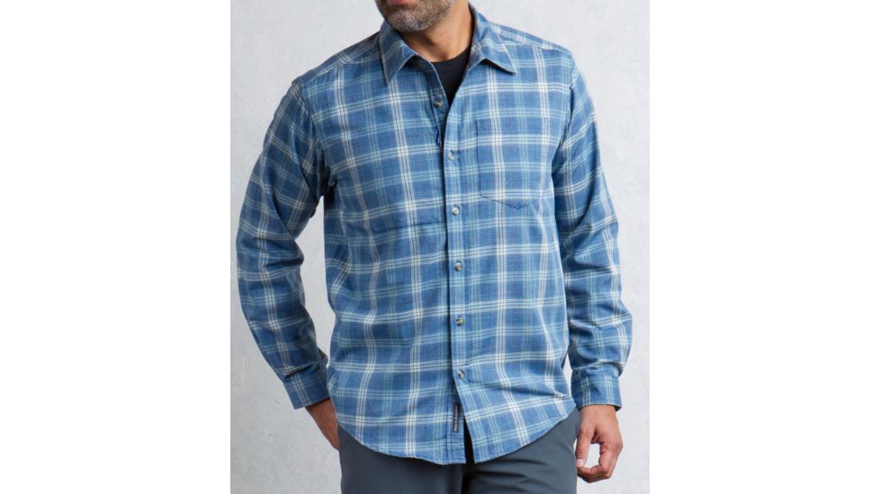 ExOfficio Okanagan Macro Check Long Sleeve Shirt - Men's-Blue Lake-Large