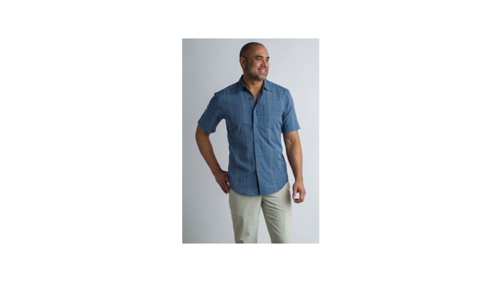 ExOfficio Salida Ombre Plaid Short Sleeve Shirt Men's, Indigowash, L 10023146-5990_L