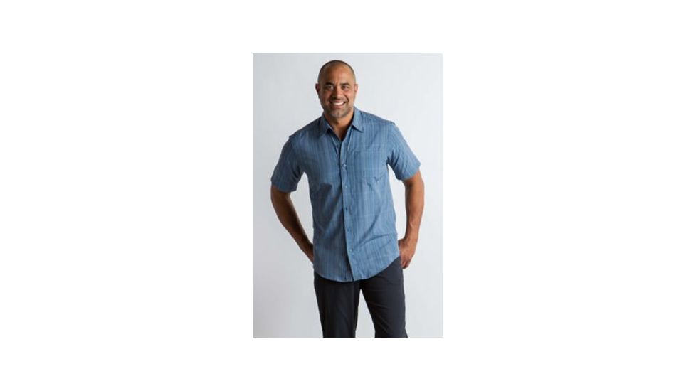 ExOfficio Salida Ombre Plaid Short Sleeve Shirt Men's, Indigowash, L 10023146-5990_L