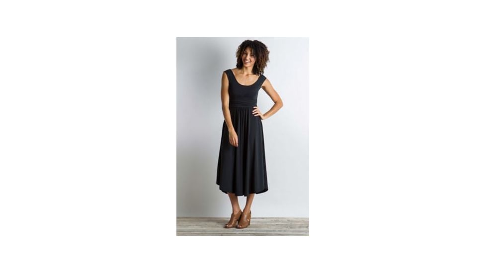 ExOfficio Wanderlux Cap Sleeve Midi Dress Women's, Black, XL 20613102-9999_XL