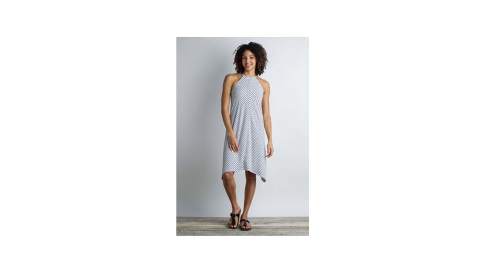 ExOfficio Wanderlux Stripe Halter Dress Women's, White, M 20613147-1000_M