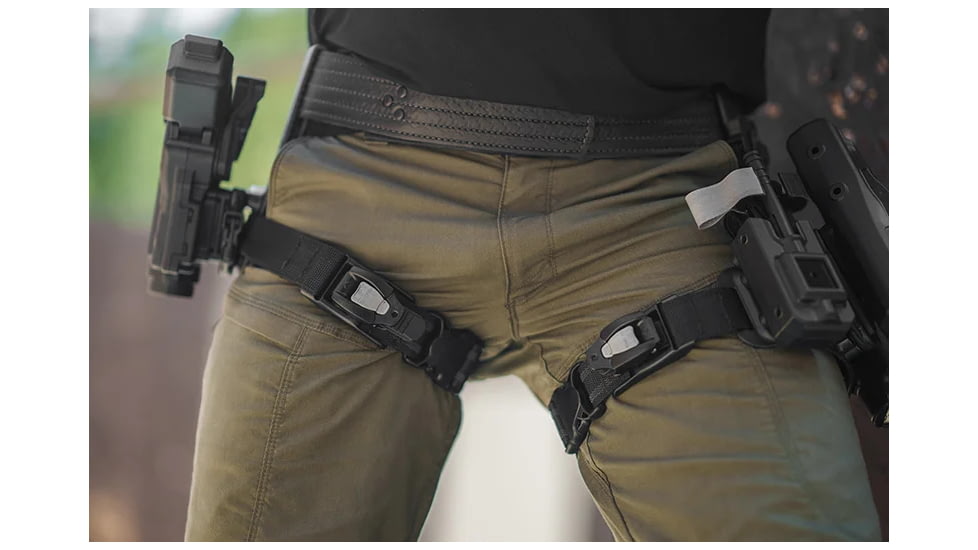 Alien Gear Holsters Rapid Force Expansion Swivel Drop Leg Holster With Locking Belt Slide w/ Taq Strap w/Standard Buckle w/Bag Packaging, Matte Black, RFX-SD-BK-LBS-T-LK-B