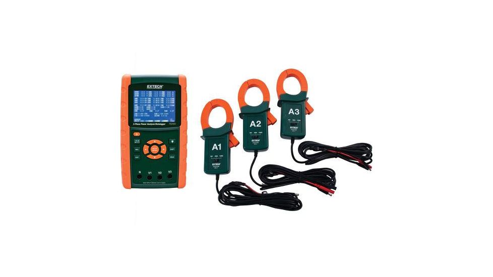 Extech Instruments 1200A 3-Phase Graphical Pwr Analyzer/Datalog Kit W/Nist, PQ3450-12-NIST
