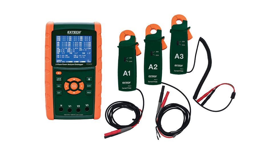 Extech Instruments 200A 3-Phase Power Analyzer/Datalogger Kit, PQ3450-2