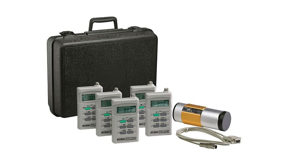 Extech Instruments Dosimeter Kit, 5 Pack With Calibrator And Nist, 407355-KIT-5-NIST