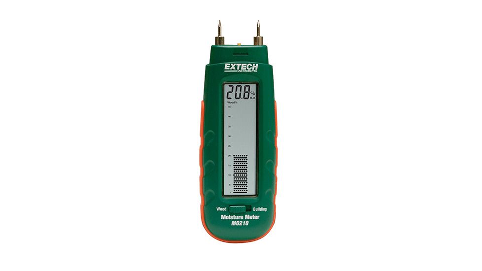 Extech Instruments Moisture Meter, Pocket, Wood/Bldg Mtl, MO210