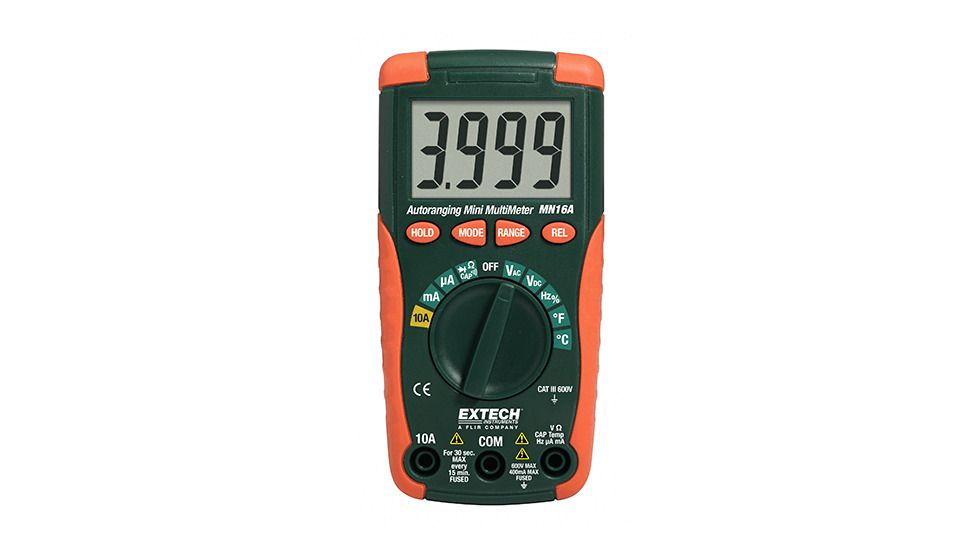 Extech Instruments Multimeter, Digital, Autoranging, MN16A