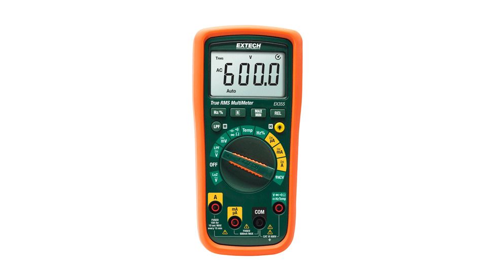 Extech Instruments Professional Multimeter True Rms W/Ncv And Temp, EX355