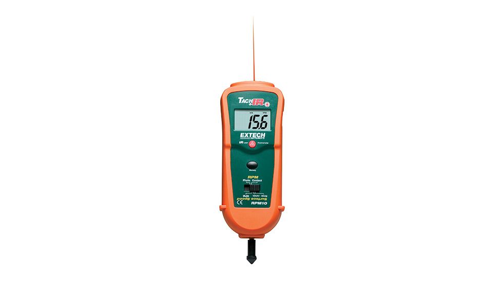 Extech Instruments Tachometer And Thermometer, RPM10