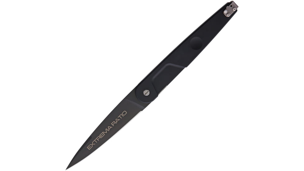 Extrema Ratio BD4 R Linerlock Folding Knife, 4.75in black MIL-C-13924 burnished Bohler N690 stainless blade, Black anodized aluminum handle, 0496BLK