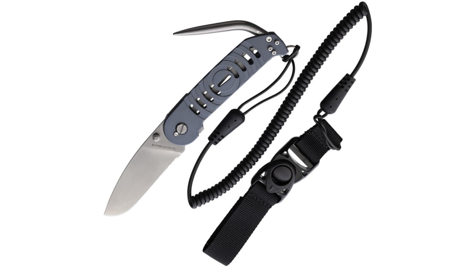 Extrema Ratio BF2 HELMSMAN Dive Linerlock Folding Knife, 3.5in, N690 Stainless Drop Point Blade, Gray Anodized Aluminum Handle, 04.1000.0163/SW