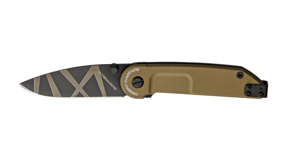 Extrema Ratio Desert Warfare Folding Knife, 4in closed, 2.75in, Cobalt Steel Drop Point, Desert Tan Anodized Anticordal Handle EX135BF1WCD
