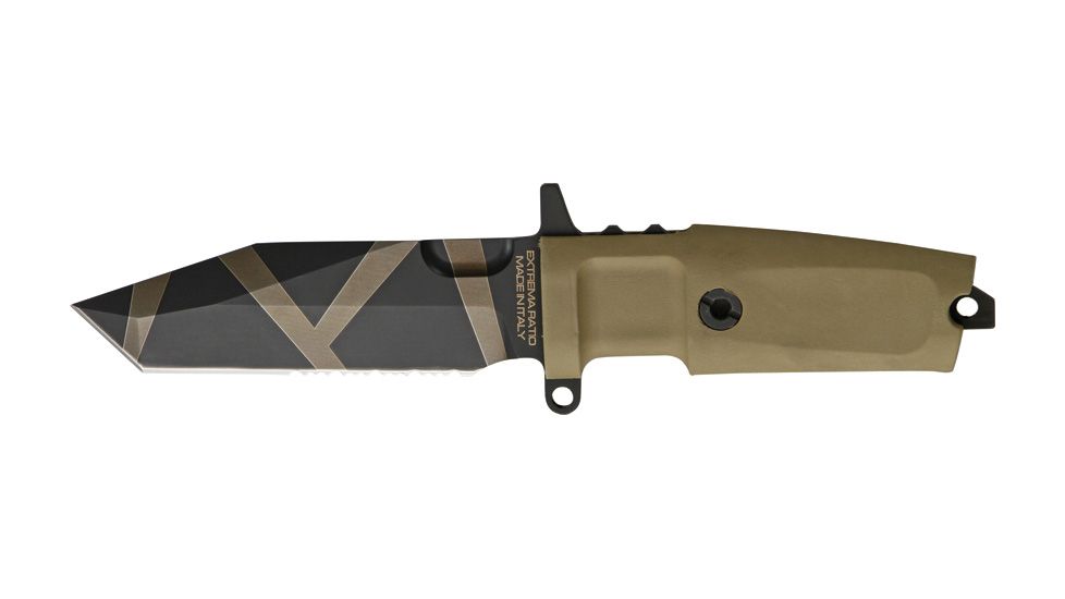 Extrema Ratio Fulcrum C Fixed Blade Knife, 4.25in, Serrated Tanto, Desert Warfare Tan Forprene Handle EX150FCDW