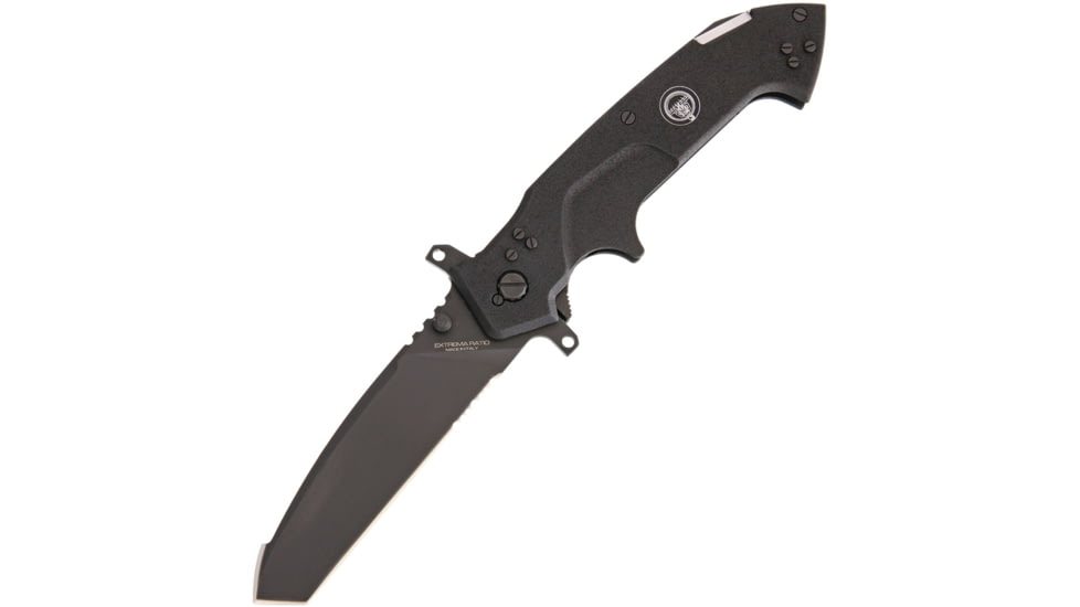 Extrema Ratio Glauca B1 Linerlock Folding Knife, 4 1/4in Black Bohler N690 SS Pointed Double Edge Blade, Black, 0139-BLK