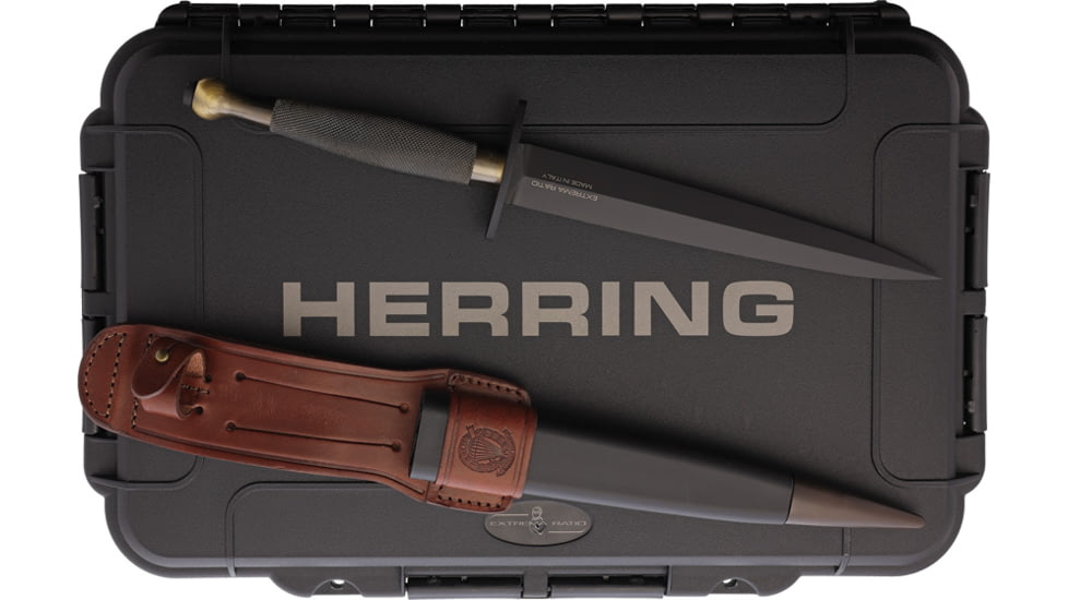 Extrema Ratio Herring NE Fixed Blade Knives, 6.57 in, Bohler N690 Stainless, Dagger Blade, Brass Handle, 04.1000.0319/BL-OR-N