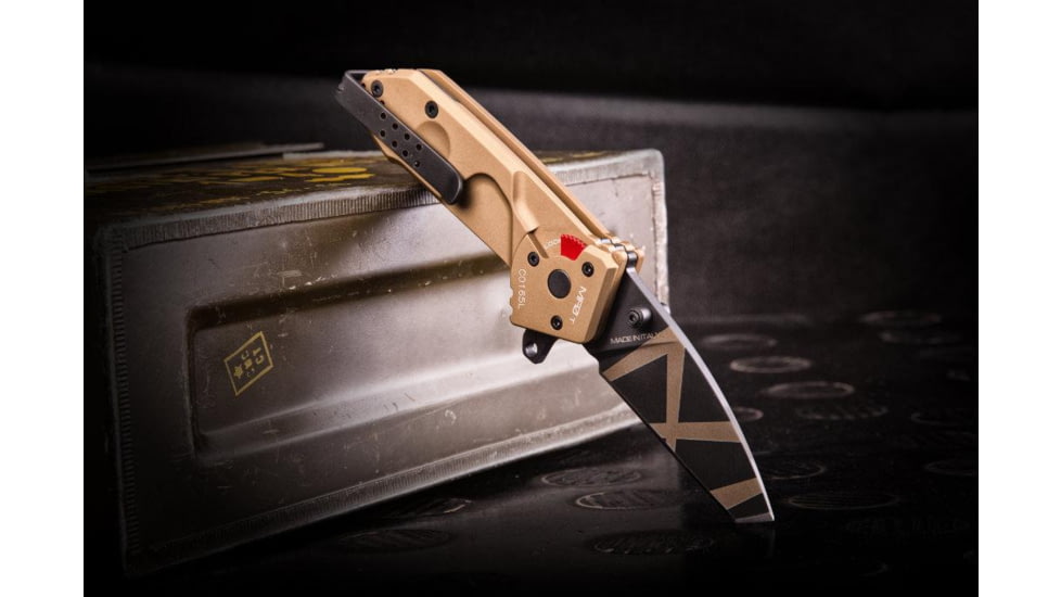 Extrema Ratio MF0 T Linerlock Folding Knife, 2.75in, N690 Stainless Tanto Blade, Tan Anodized Aluminum Handle, 04.1000.0148/DW