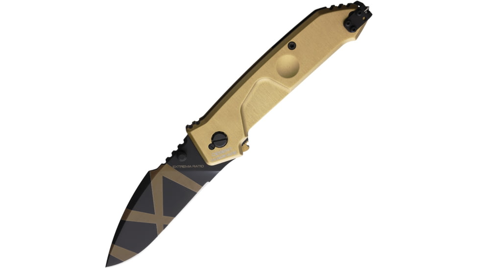 Extrema Ratio MF1 Linerlock Desert Warfare Folding Knife, 3.63 in, Bohler N690 Stainless, Tanto Blade, Tan Anodized Aluminum Handle, 04.1000.0133/DW