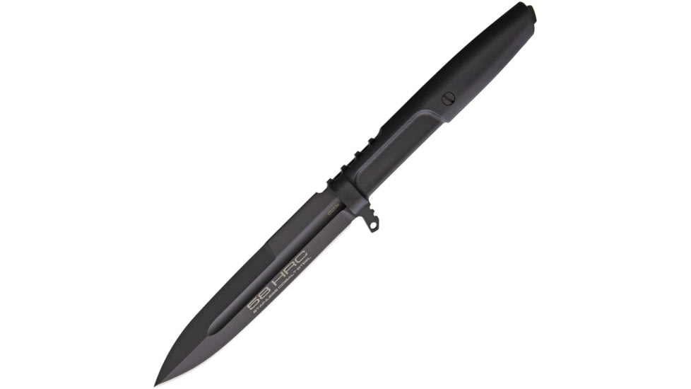 Extrema Ratio Requiem Fixed Blade Knife, 9.25in Overall, 4.5in Black Mil-Spec Coated False Edge N690 SS Stiletto Style Blade, Black Forprene Handle, Black Nylon Molle Compatible, Black, 04.1000.478BLK