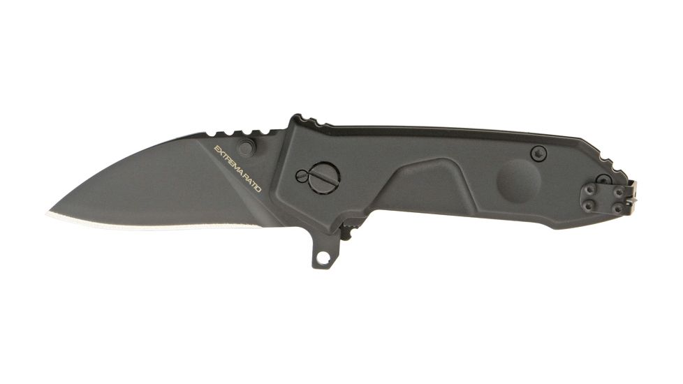 Extrema Ratio Small Folder Folding Knife, 4.25in, Cobalt Stainless Drop Point, Black Anodized Aluminum Alloy Handle EX133MFO