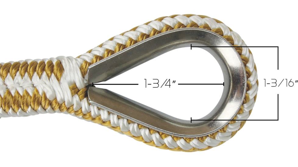 Extreme Max 3006.2258 Boattector Premium Double Braid Nylon Anchor Line With Thimble - 1/2in, White &amp; Gold, 3006.2258