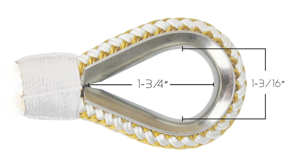 Extreme Max 3006.2376 Boattector Premium Double Braid Nylon Anchor Line With Thimble - 1/2in, White &amp; Gold, 3006.2376