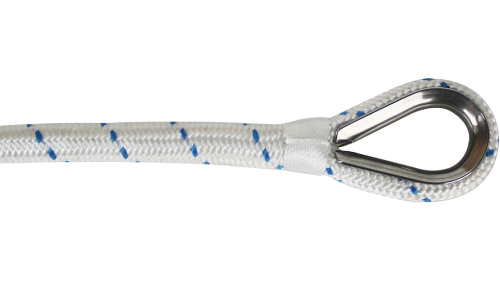 Extreme Max Boattector Double Braid Nylon Anchor Line With Thimble - 3/4in x 600, White w/ Blue Tracer, 3/4in x 600ft, 3006.2547