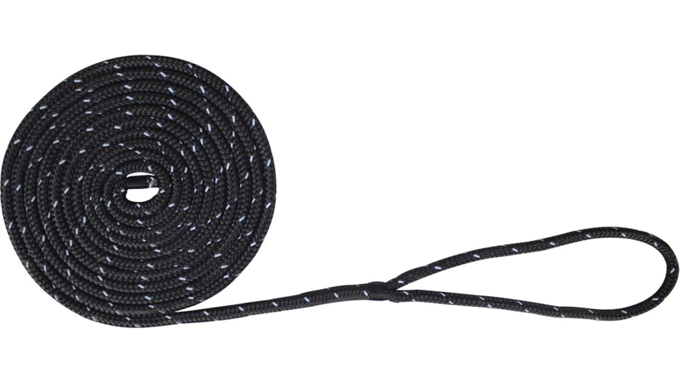 Extreme Max Boattector Double Braid Nylon Dock Line - 3/8in x 20, Black with Reflective Tracer, 3006.2469