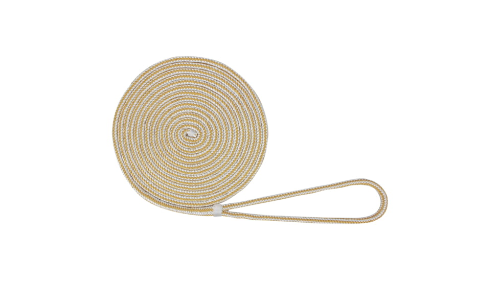 Extreme Max Boattector Double Braid Nylon Dock Line - 3/8in x 20, White &amp; Gold, 3006.209