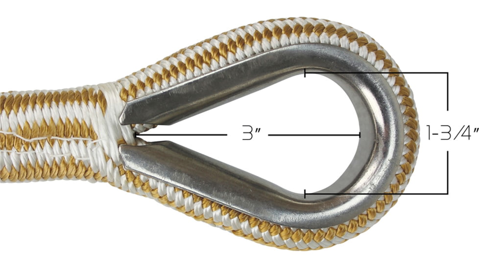 Extreme Max Boattector Premium Double Braid Nylon Anchor Line With Thimble - 3/4in, White &amp; Gold, 300ft, 3006.2285