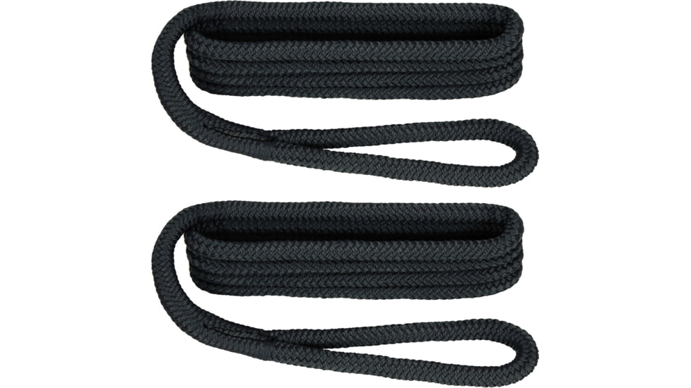 Extreme Max Boattector Premium Double Braid Nylon Fender Line Value 2-Pack - 3/8in x 6, Black, 3006.2168