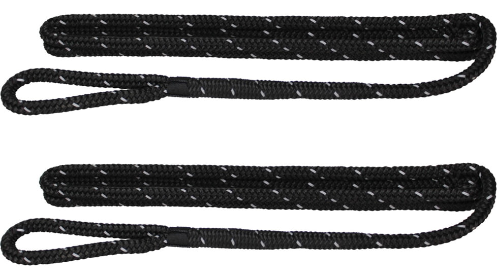 Extreme Max Boattector Premium Double Braid Nylon Fender Line Value 2-Pack - 3/8in x 6, Black with Reflective Tracer, 3006.2603