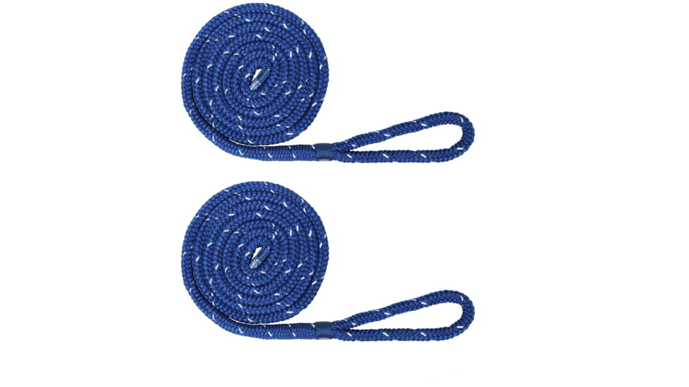 Extreme Max Boattector Premium Double Braid Nylon Fender Line Value 2-Pack - 3/8in x 6, Blue with Reflective Tracer, 3006.2606