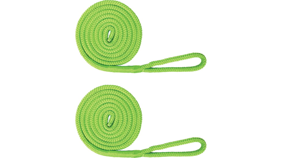 Extreme Max Boattector Premium Double Braid Nylon Fender Line Value 2-Pack - 3/8in x 6, Neon Green, 3006.2597