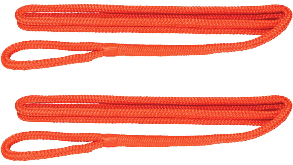 Extreme Max Boattector Premium Double Braid Nylon Fender Line Value 2-Pack - 3/8in x 6, Neon Orange, 3006.2594