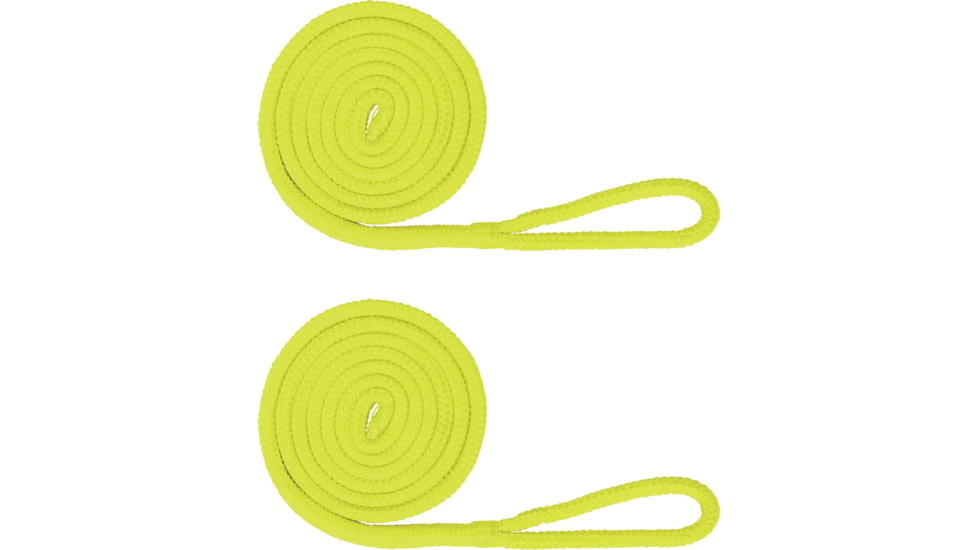Extreme Max Boattector Premium Double Braid Nylon Fender Line Value 2-Pack - 3/8in x 6, Neon Yellow, 3006.2599