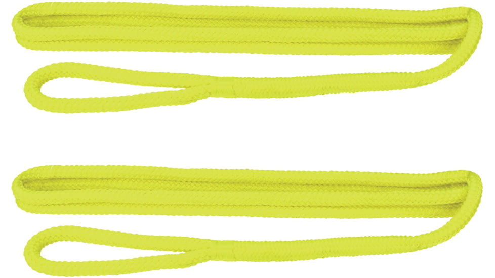 Extreme Max Boattector Premium Double Braid Nylon Fender Line Value 2-Pack - 3/8in x 6, Neon Yellow, 3006.2599