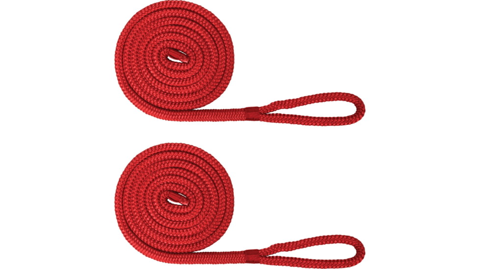 Extreme Max Boattector Premium Double Braid Nylon Fender Line Value 2-Pack - 3/8in x 6, Red, 3006.2588