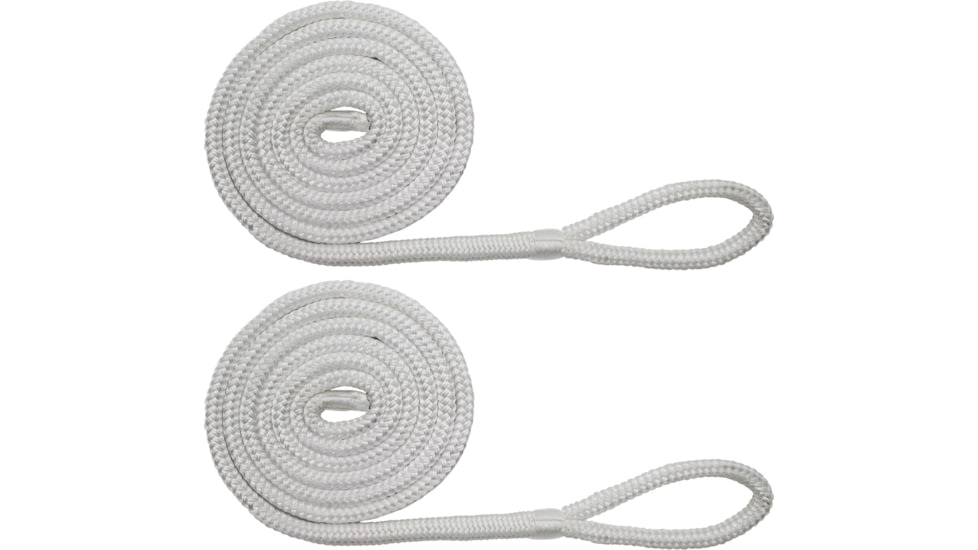 Extreme Max Boattector Premium Double Braid Nylon Fender Line Value 2-Pack - 3/8in x 6, White, 3006.2591