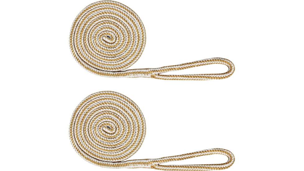 Extreme Max Boattector Premium Double Braid Nylon Fender Line Value 2-Pack - 3/8in x 6, White &amp; Gold, 3006.2165